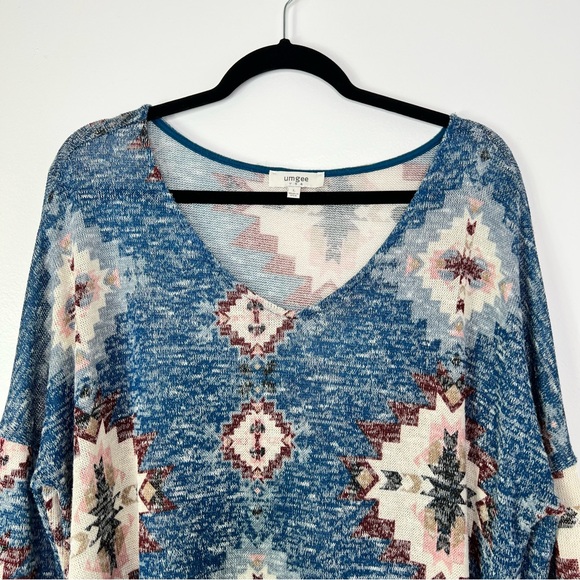 UMGEE Pullover Lightweight Sweater Tribal Southwestern Print Womens Large - Picture 7 of 8